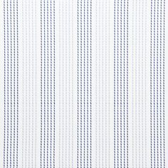 a white and blue striped shirting with small black dots on the front, diagonal stripes