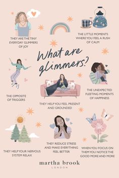 Glimmers are all of those little moments that make you feel calmer and more grounded. Learn more about them over on our blog! Self Care Bullet Journal, Slow Life, Warm Hug, Mental And Emotional Health, Self Care Activities, Social Work, Self Improvement Tips, Emotional Health, Self Discovery