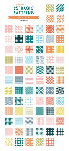 a poster with different patterns on the front and back of it, all in various colors