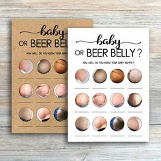 a baby or beer belly chart on top of a brown paper with the words, baby or beer belly?