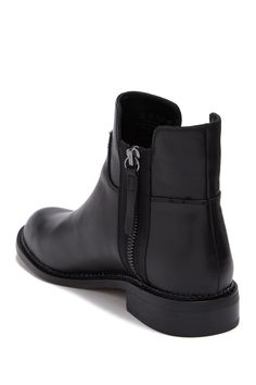 The Halford is a classic leather boot with moto-inspired exposed zippers for that on-trend look that lasts. Sizing: True to size. M=standard width. Round toe. Topstitched welt. Dual shaft zip closures. Lightly cushioned footbed. Low block heel. Approx. 5.25" shaft height, 9" opening circumference. Approx. 1" heel. Imported Black Flat Ankle Boots, Ankle Boots Flat, Franco Sarto Shoes, Low Block Heels, Fall Clothes, Leather Boot, Franco Sarto, Wardrobe Ideas, Womens Boots Ankle