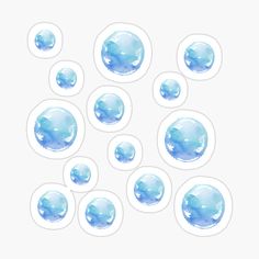 blue watercolor bubbles stickers on a white background with space for your own text