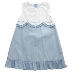 Bailey Boys Bailey Boys Blue Microcheck with Flower Vine Dress - Little Miss Muffin Children & Home Blue Cotton Ruffle Dress For Summer, Blue Cotton Ruffle Dress For Spring, Spring Blue Cotton Ruffle Dress, Gingham Dress With Ruffled Hem And Straps, Spring Blue Sleeveless Dress With Ruffle Hem, Gingham Dress With Ruffled Straps And Details, Gingham Dress With Ruffled Straps And Ruffles, Sleeveless Ruffled Dresses For Picnic, Sleeveless Ruffle Dresses For Picnic