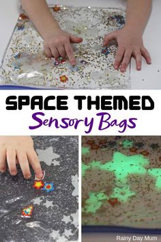 this is an image of space themed sensory bags