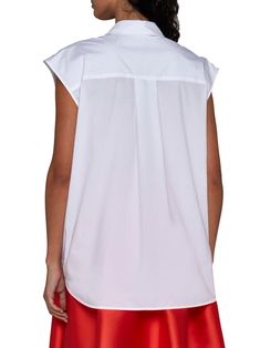 ->cotton, 100% Relaxed Fit Sleeveless Shirt For Spring, Sleeveless Relaxed Fit Shirt For Spring, White Sleeveless Shirt For Daywear, Sleeveless Cotton Shirt For Daywear, Cotton Sleeveless Tops For Daywear, Sleeveless Cotton Tops For Daywear, Chic Sleeveless Cotton Shirt, Summer Sleeveless Cotton Blouse, Cotton Sleeveless Blouse For Work