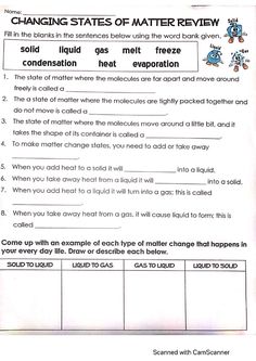 a worksheet for the science experiment that shows how matter is made in matter