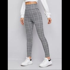 95% Polyester, 5% Spandex Trendy Stretch Houndstooth Bottoms, Casual Stretch Houndstooth Bottoms, Casual Stretch Houndstooth Pants, Leopard Tights, Patent Leather Leggings, Cut Out Leggings, Fabletics Leggings, Velvet Leggings, White Leggings