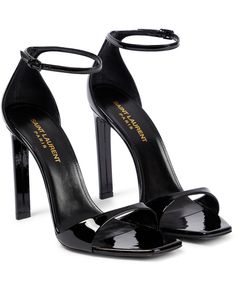 Saint Laurent Bea Patent Leather Sandals Jason Dilaurentis, Hak Tinggi, Fashion Shoes Heels, Shoes Heels Classy, Heels Classy