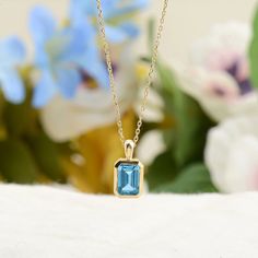 Solid Gold Swiss Blue Topaz Necklace, Blue Topaz Solitaire Necklace, Genuine Blue Topaz Necklace, Delicate Topaz Necklace, Christmas Gift Natural Swiss Blue Topaz : 1.27 CT. (1 piece) Gram 2.44 (It may differ depending on the chain size) Product Code: MR0014599 Adjustable Chain is Optional Length of Chain 14 inches - 24 inches ABOUT US All our products are handmade .  Our jewelry is made with real solid gold and natural diamonds and gemstones . Our store was founded in 1992 . Grand Bazaar / Ista Light Blue Gemstone Necklace For Anniversary, Light Blue Birthstone Necklace For Anniversary, Anniversary Sapphire Necklace With Blue Topaz, Blue Topaz Birthstone Necklace As Gift, Blue Topaz Necklace For Gift, Blue Gemstone Birthstone Necklace For Formal Occasions, Blue Gemstone Birthstone Necklace For Anniversary, Blue Gemstone Birthstone Necklace For Gift, Blue Birthstone Necklace In Fine Jewelry Style