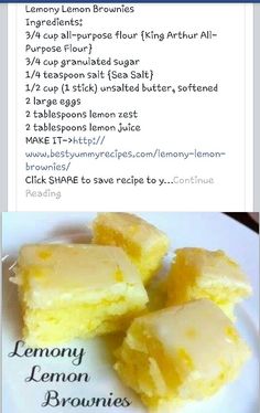 the recipe for lemon brownies is shown in two different languages