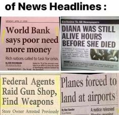 newspapers with headliness on them and the caption that reads, news headliness world bank says poor need more money