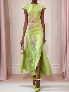 Golden Sequin Sleeveless Long A-line Gown | fehaute Short Sleeve Evening Dress, Lime Green Gown, Proposal Dresses, Sheath Midi Dress, Ceremony Dress, Mob Dresses, Rehearsal Dress, Civil Ceremony, Urban Dresses