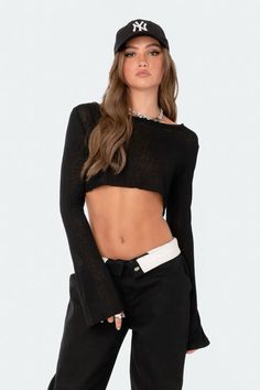 Long Sleeve Cotton Crop Top For Night Out, Sisters Outfits, Short Pullover, Black Leather Corset, White Lace Cami, Sheer Crop Top, Crop Top Designs, Black Corset Top, Lace Corset Top