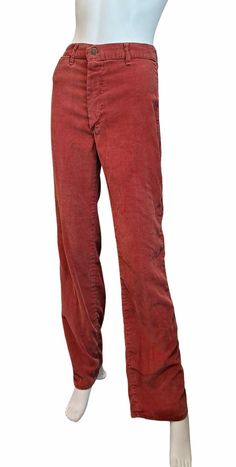 Circa 1970 to early 1980s Label Funny Girl Burnt Sienna colored corduroy pants High waisted Colored Corduroy Pants, Cord Hose, White Hair Accessory, Pants High Waisted, Womens Trousers, Burnt Sienna, Funny Girl, Girls High, Corduroy Pants