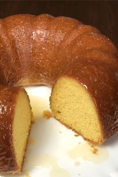 a bundt cake with one slice cut out