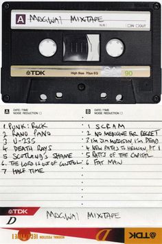 an old cassette with writing on it