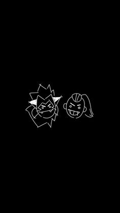 two black and white cartoon characters on a dark background