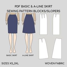 High Waist Skirt Printable Pdf Basic Sewing Pattern Block | A-line Skirt sewing Pattern Sizes XS-3XL | Woven Fabric Sewing Pattern Block: 1. Basic Skirt Block 2. A-line skirt Are you a self-taught sewer or a professional fashion designer? Fashion student or graduate, crafter, seamstress, tailor, or pattern maker? Do you create patterns for fun or professional? Then this is for you! It is a Women's Pdf Sewing Patterns Block (Sloper) for woven fabrics It is a TOOL (Basic Template), to work with and develop into a variety of garments. You can manipulate them to create your own unique designs or use the patterns as they are and add seams only. SEWING TUTORIAL & SEAM ALLOWANCES NOT INCLUDED. You need basic knowledge of sewing clothes. All patterns are tested and comply with the sizechart. You m A Line Skirt Sewing Pattern, Fitted A-line Wrap Skirt With Lining, Fitted A-line Wrap Skirt Lined, Fitted Knee-length Lined Wrap Skirt, A Line Skirt Pattern Free, Simple Skirt Pattern, High Waist Skirt Pattern, Basic Skirt Pattern, Midi Skirt Sewing Pattern