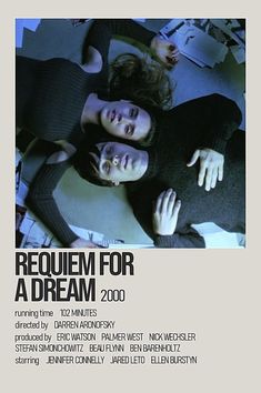 two people laying on the ground with their arms around each other, in front of a poster that reads request for a dream 2000