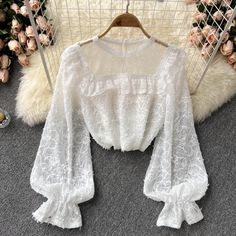 Lovely see-through long-sleeved lace topFabric: tulle, laceColor: white, apricotSize(cm): free size(1inch=2.54cm)length 53cm bust 94cm sleeve length 60cmPlease check the size carefully when you choose items.For more pictures of the jumpsuit, please contact us, thank you. Fall Lace Top With Sheer Long Sleeves, Sheer Long Sleeve Lace Mesh Top, Long Sleeve Lace Top With Sheer Sleeves, Sheer Lace Long Sleeve Mesh Top, Sheer Long-sleeve Lace Top, White Sheer Long Sleeve Lace Top, White Long Sleeve Lace Top With Sheer Sleeves, White Long Sleeve Lace Patchwork Top, White Long Sleeve Lace Top With Patchwork