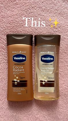 Vaseline Body lotion and Body Oil 💗 Pure Cocoa Butter, Healing Dry Skin, Beautiful Skin Care, Aesthetic Girly, Lotion For Dry Skin, Basic Skin Care Routine, Body Gel, Shower Skin Care, Perfect Skin Care Routine