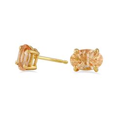 Gold & Stone Earrings - These gorgeous stud earrings are a great way to remind yourself that your own light shines just as bright as any sunstone. The 14k yellow gold setting is the perfect balance of simple and elegant, and the responsibly-sourced, Oregon-mined stones are full of sparkly shimmer; theyll look gorgeous with anything from a flowy summer dress to a cozy sweater. Gold post backs. Gold Stone Earrings, Flowy Summer Dress, Blue Sapphire Studs, Oregon Sunstone, Geometric Studs, Triangle Studs, Moon Studs, Dangle Necklaces, Fame Dr