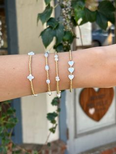 simple freshwater pearls stacking bracelet – ivory moon Bow Bracelet, Moon Jewelry, Stretchy Bracelets, Simple Jewelry, Bracelet Stack, Jewelry Plate, Cute Jewelry, Fresh Water, Freshwater Pearls