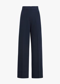 The Fiona Pant is our flat-front trouser inspired by our best-selling Favorite Pant. With a high waist and fluid wide-leg silhouette, these relaxed fit trousers are cut from a structured suiting blend fabric with comfort stretch that's suitable for all four seasons. 63% Polyester, 32% Rayon, 5% Elastane Lameka is 5'9.5" wearing size 2Inseam: 33"Rise: 11.75" Modern Tailored Wide Leg Pantsuit, Modern Wide Leg Pants With Welt Pockets, Modern Wide Leg Pants With Pressed Crease, Modern Tailored Wide-leg Pantsuit, Elegant Navy Wide Leg Pants, Navy Wide Leg Pants With Welt Pockets, Navy Wide Leg Pants For Formal Occasions, Navy Wide Leg Formal Pants, Modern Office Pantsuit With Wide-leg Pants