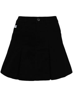 black cotton front button and zip fastening belt loops two side inset pockets mini logo tag Cotton Mini Skirt, Mini Skirt Black, Mini Logo, Mini Logos, Yoko London, Logo Tag, Exclusive Fashion, Lady Dior, Skirt Black