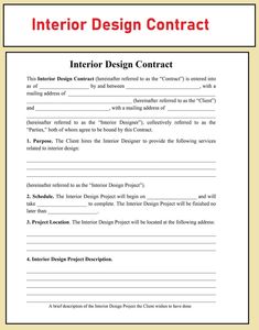 the interior design contract form is shown