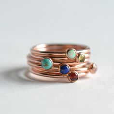 Beautiful birthstone stacking rings. Made in 14k rose gold filled and stone is a 3mm gemstone. listing is for one ring This ring is made to order in your size. If you don't see your size available please feel free to message me. All orders ship in a gift box. If you are ordering multiple items and want them boxed separately, please let me know in the notes at checkout. I ship via USPS. Please review the estimated delivery date and processing times. Processing times vary based on how busy my shop Rings Birthstone, Gold Opal Ring, Opal Stacking Ring, Delicate Gold Ring, Rose Gold Opal Ring, August Birthstone Ring, Birthstone Stacking Rings, December Birthstone Ring, Turquoise Gold Ring