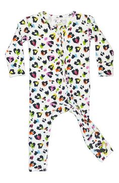 Your little one will love the fit and feel of this footie that converts to pajamas for day and night comfort. Cut from fabric made specially for sensitive skin, this colorful style will be a play-all-day, sleep-all-night favorite. This item is designed to fit snugly, as it is not flame-resistant Fold-over cuffs on sizes Newborn to 3–6 months help prevent accidental scratches 95% rayon, 5% spandex Machine wash, tumble dry Imported OEKO-TEX®–certified materials free of harmful substances Seal of A Playful Multicolor Short Sleeve Onesie, Fun Multicolor Character Print Sleepwear, Multicolor Printed Summer Onesie, Unicorn Pajamas Kids, Footie Pajamas, Coverall Jumpsuit, Cozy Pajamas Leopard Onesie P.j. Salvage, Footie Pajama, Rainbow Leopard