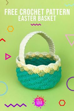 a crocheted basket with the text free crochet pattern easter basket on it