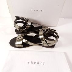 Theory Alexis Gladiator Flats Metallic Mirror Size 37 Nib $285.00 Here's The Scoop ... Metallic Silver Leather Double Buckle Closure Flats Rubber Bottoms Leather Lining Embossed Signature Dust Bag Included Theory Is More Than A Company, It's A Concept, A Philosophy, An Aesthetic, And A Style. The People Behind Theory Are A Band Of Aesthetic Insiders Who Love Luxury And Simplicity. And, Of Course, Theory Is All About The Fit And The Fabrics And Feeling Sexy And Confident. Passion Drives Theory To Burgundy Ballet Flats, Gladiator Flats, Here's The Scoop, Flat Gladiator Sandals, Love Luxury, Velvet Flats, Strappy Sandals Flat, Strappy Flats, Suede Ballet Flats