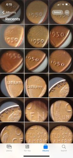 several images of different types of coins on a cell phone, with the caption's text below them