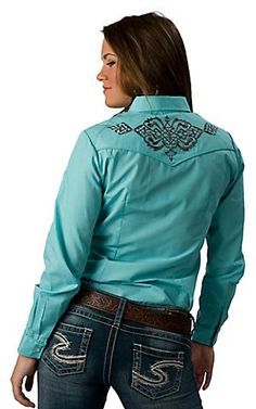 Wow! Think I'm in love! This is something my trainer would wear for the rodeos!!! Western Shirts For Women, Women's Western Wear, Western Show Shirts, Cowgirl Clothing, Cowgirl Couture, Brown Embroidery, Western Clothes, Western Clothing, Rodeo Shirts