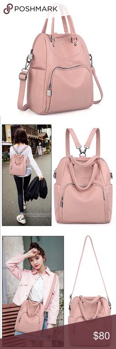 🎀 Backpack Purse PU Washed Fashion🎀 Backpack Purse PU Washed   Convertible Ladies Rucksack Crossbody Shoulder Bag  Ultra soft synthetic washed leather with tungsten steel color hardware. 2 adjustable/removable back straps and 2 top loop handles.  DIMENSIONS - 10.63"L x 5.11"W x 12.59"H.  🎀 Backpack Purse PU Washed Fashion🎀 Bags Backpacks Versatile Bags With Detachable Strap And Softback, Versatile Bag With Detachable Strap And Softback, Versatile Pink Standard Backpack, Versatile Pink Softback Bag, Versatile Pink Backpack Bag, Casual Backpack With Detachable Strap And Double Handle, Casual Backpack Bag With Detachable Strap, Pink Leather Backpack For Everyday Use, School Bags With Detachable Strap And Softback