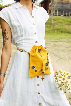 Leather Handbag, Leather Shoulder Bag, Bucket Bag, Gift for her, Small leather bag, Gift idea, Leather Yellow Bag, Yellow Handbag, Flowers Yellow Floral- Limited Edition The innovative design of this bag is completely made by us. Our every bag is different, handmade and therefore unique - one of its own kind And Because every bag is handmade, there could be minor changed details - for the best of course ! *Small but bulky- fits a phone, a wallet , keys, Make up kit and even more items. * Water s Handmade Pouch Belt Bag For Gifts, Handmade Pouch Belt Bag As Gift, Handmade Belt Bag Pouch As Gift, Summer Leather Bag For Gift, Summer Leather Bags For Gifts, Summer Gift Leather Bags, Handmade Pouch Belt Bag For Travel, Soft Leather Pouch, Small Leather Bag