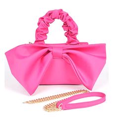 Brand New In Original Factory Packaging Width -8" Height - 5" Depth - 3.5" Composition - Nylon A Super Cute Top Handle Bowtie Clutch! This Bag Is Convertible, You Can Wear As A Crossbody With Shoulder Chain Or Carry Like A Party Clutch. Straps Are Removable. This Bag Is Not Big, But Spacious Enough For All Bring Along Items. Perfect For Bridal Party, Theme Party Or Any Other Semi-Formal Events. This Product Comes In A Smoke Free, Pet Free Environment. Thank You For Your Visit~~ Spring Party Satchel Bag, Spring Party Bags With Removable Pouch, Spring Party Top Handle Satchel, Party Bags With Adjustable Strap For Spring, Spring Evening Bag With Detachable Strap, Spring Party Shoulder Bag With Removable Pouch, Spring Party Shoulder Bag With Top Carry Handle, Spring Party Crossbody Satchel, Painted Leather Bag