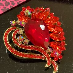 Betsey Johnson Brooch Pin Heart Rhinestones Red Never Worn Bundle And Save Red Brooch Jewelry For Valentine's Day, Red Valentine's Day Brooch, Red Rhinestone Brooch For Gift, Red Rhinestone Brooches For Gifts, Red Rhinestone Brooches For Wedding, Red Rhinestone Wedding Brooches, Formal Red Rhinestone Brooch, Formal Red Rhinestones Brooches, Red Brooches For Valentine's Day