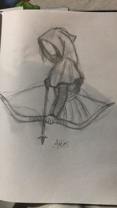 a drawing of a girl with an umbrella