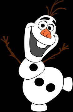 the character from frozen world with his eyes wide open and tongue out, standing in front of