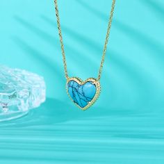 Lending a cool vibe to your look, this necklace makes a fitting choice for everyday wear. We love the textured heart shaped blue stone which gives it a touch of premium appeal while maintaining its elegance. It is suspended from a yellow gold tone sterling silver chain. Whether chosen as a gift or just for you, the details of this necklace were designed to be adored. Pair the heart-cut turquoise necklace with your favorite delicate pieces for a lovable layered look.Carat Weight: 2.1 ctStone Size Blue Heart Pendant Clavicle Chain Jewelry, Turquoise Heart-shaped Necklaces For Gifts, Turquoise Heart-shaped Necklace For Gift, Turquoise Heart Necklaces For Gift, Blue Heart-shaped Clavicle Chain Necklace, Blue Heart Shaped Clavicle Chain Necklace, Blue Heart Clavicle Chain Necklace, Turquoise Necklace With Heart Beads For Gifts, Turquoise Necklaces With Heart Beads For Gift