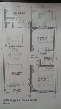 the floor plan for an apartment with three bedroom and two bathrooms on each side,