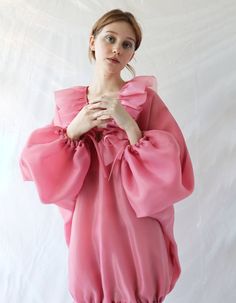 Pink robin Dress | NOT JUST A LABEL Pink Robin, Fish Dress, Pink Fish, Pink Body, Organza Fabric, Female Model, Dress First, Dark Pink, Color Light