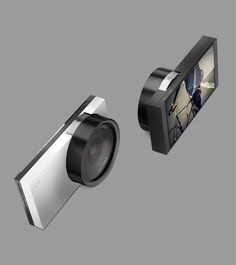 an image of a camera that is attached to the side of a device with its lens up