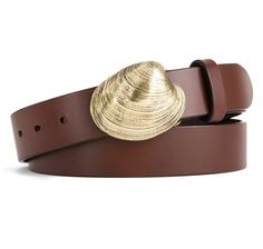 SIR JACK'S - Quahog Shell Buckle with Brown Leather Belt, $150.00 (http://www.sirjacks.com/quahog-shell-buckle-with-brown-leather-belt/) Shell Belt, English Bridle, Brown Leather Belt, Brass Buckle, Silver Accessories, Equestrian Style, Silver Gifts, Luxury Gifts, Espadrille Shoes