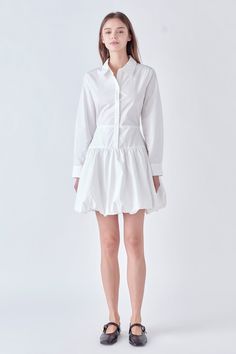 This stylish Poplin Shirt Dress with Bubble Hem is the perfect choice for creating an on-trend yet sophisticated look. Featuring long sleeves and a lined skirt for comfort and warmth this dress also offers a unique and eye-catching bubble hem. Perfect for parties special occasions or everyday use this dress will help y Poplin Shirt Dress, Knit Loungewear, Strapless Bodycon Dress, English Factory, Bubble Hem, Tweed Dress, Lined Skirt, Leather Dresses, Plus Dresses