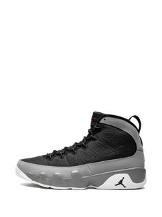 Jordan Air Jordan 9 Retro "Particle Grey" Sneakers - Farfetch Black Lace-up Sneakers For Jogging, Gray Low-top Basketball Shoes With Rubber Sole, Modern Gray Sneakers With Laces, High-top Sneakers With Contrast Sole For Jogging, Lace-up Jordan Shoes With Contrast Sole For Light Sports, Carbon Color Lace-up Sneakers With Boost Midsole, Custom High-top Sneakers With Contrast Sole For Jogging, Black High-top Sneakers With Contrast Sole For Jogging, Jordan Lace-up Shoes For Light Sports With Rubber Sole