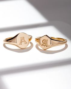 Our very first personalized ring is here- Meet the Luv Aj Fine Oval Signet Ring. Available in Sterling Silver or 14K Gold, this classic piece is perfect to customize for yourself or a gift for a friend. This ring is available in two font options to really make it your own xx Personalized Engraved 14k Gold Ring, Classic Formal Couple Rings Stamped 14k, Elegant Personalized Round Band Ring, Timeless 14k Gold Couple Rings With Polished Finish, Formal Heirloom Stackable Rings Stamped 14k, Elegant Personalized Rings, Heirloom Stackable Rings For Formal Occasions, Classic Yellow Gold Engraved Ring For Anniversary, Classic Yellow Gold Engraved Anniversary Ring